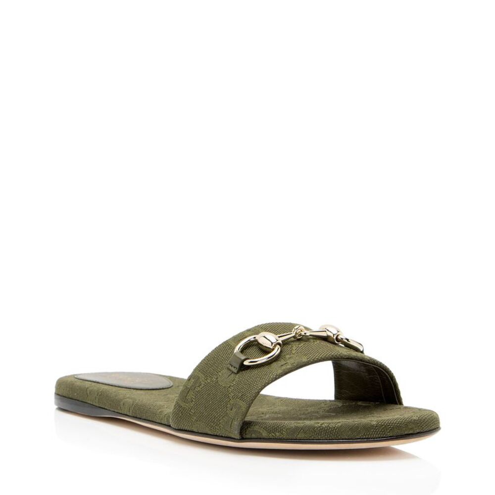 Gucci GG Canvas Horsebit Siaga Slides - Size 7 / 37